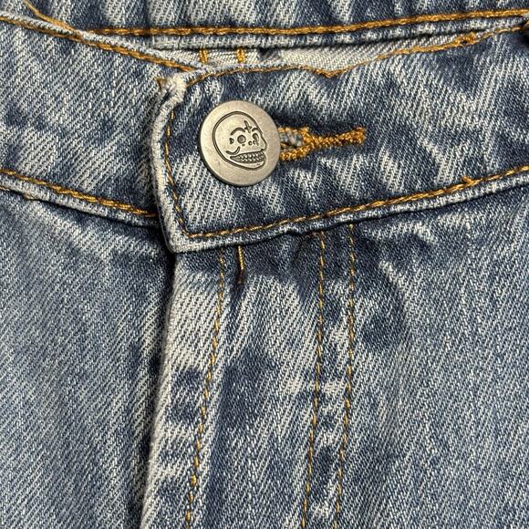 Cheap Monday Five Unwash Blue Straight Jeans 30 x 30 Button Fly Skull Straight - Picture 2 of 16